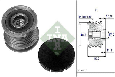 INA 535008510 Alternator Pulley (Opel: Vectra C (Z02) 3.0 CDTi 03-08 / Saab: 9-5 3.0 01-09)