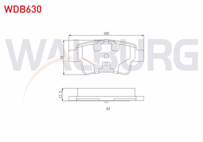 WALBURG WDB630 Brake Pad Rear Fiat G.Punto (199) 1.4 2005-2012 / Linea (323) 1.6 Mjt 2007-/ G.Punto (199) 1.4 T — Brake Pads