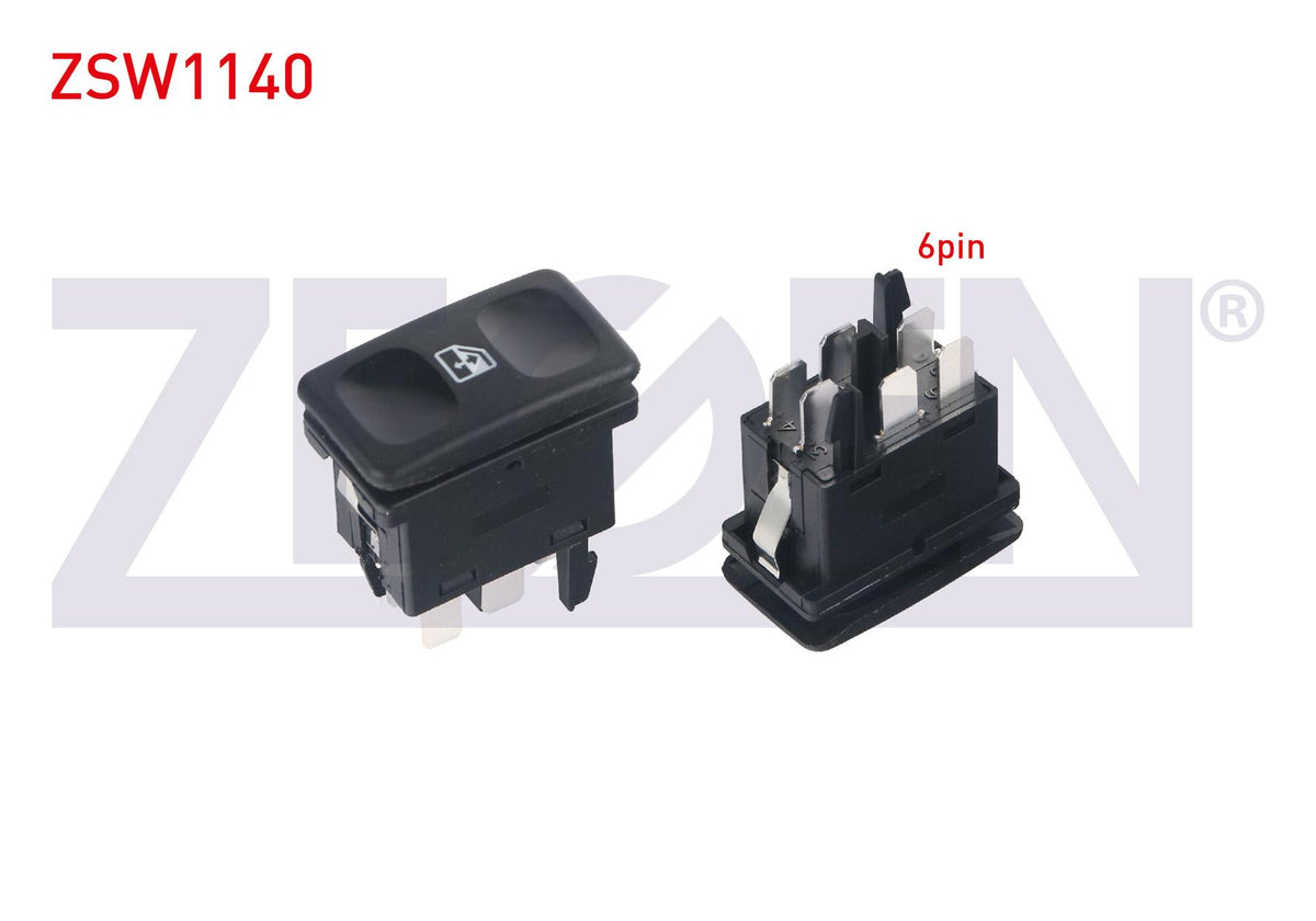 Zegen ZSW1140 Glass Release Switch Single 6 Pin Golf II-Jetta II 1983-1992 / Ibiza II 1993-2002 / Cordoba — Switches & Relays