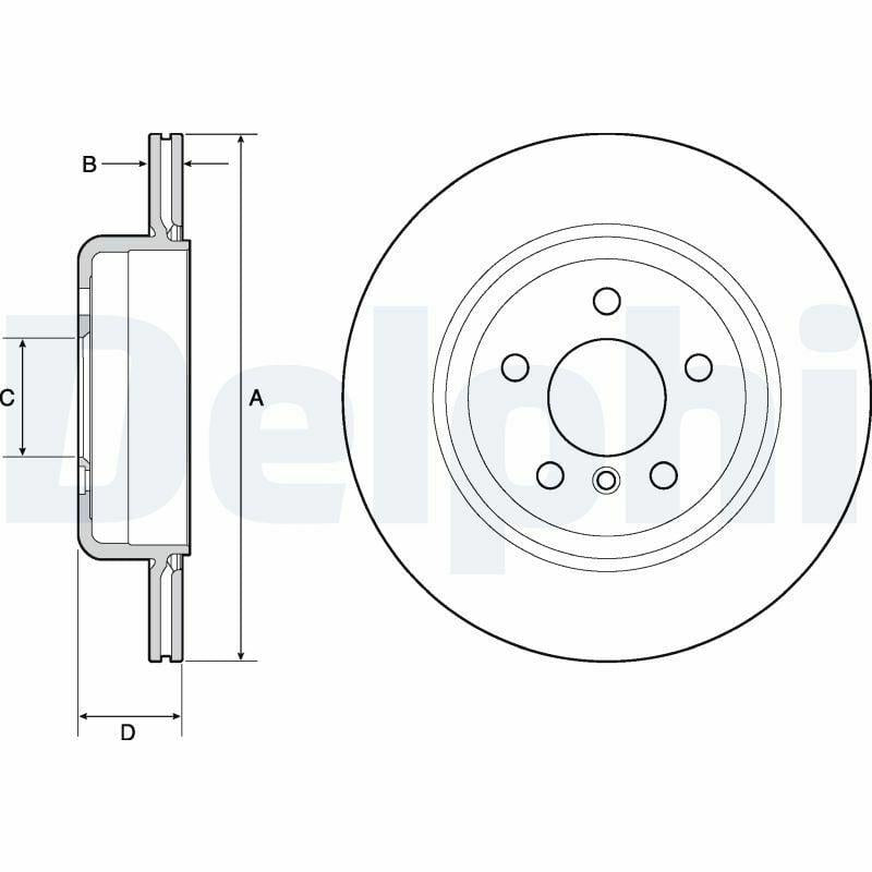 Delphi BG4664C Rear Brake Disc for BMW 5 Series F10 - Ventilated, 330mm Diameter — Brake Rotors & Drums