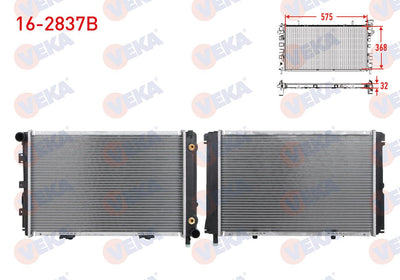 Veka 16-2837B Water Radiator Brazing Mercedes 190 (W201) 2.0 A-T Ac + 1982-1993 — Radiators & Fans