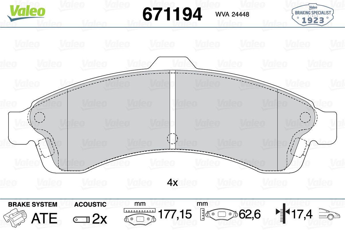 Valeo 671194 Brake Pad Front-Chevrolet Blazer 5.34X409 04-08 — Brake Pads