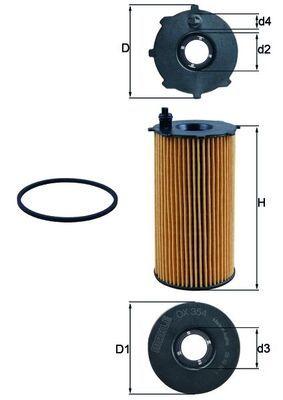 Mahle OX354D Oil Filter Dodge Nitro 2.8 CRD 07- / Jeep Cherokee KJ/KK 2.8 04-