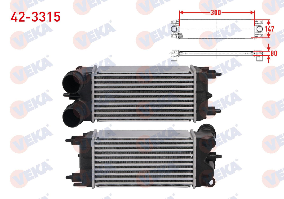 Veka 42-3315 Turbo Radiator (Intercooler) Citroen C5 III 1.6 Thp 150 Hp 2010 — Radiators & Fans