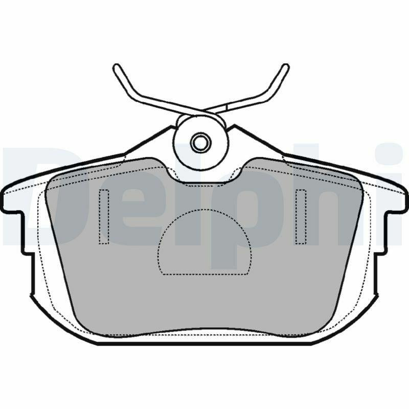 Delphi LP1593 Brake Pad Set front view, Delphi LP1593 Brake Pad Set specifications Delphi LP1593 Brake Pad Set for Mitsubishi Carisma | 16V GDI, 1.6-1.9L Engines Delphi LP1593 Brake Pad Set delphi, brake-pads, carisma, car-maintenance, brake-system, low-metallic, mechanics, car-owners, brake-upgrade, ai-generated