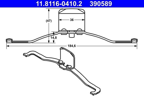 ATE 11.8116-0410.2 Brake Caliper Spring Opel Vectra C Front
