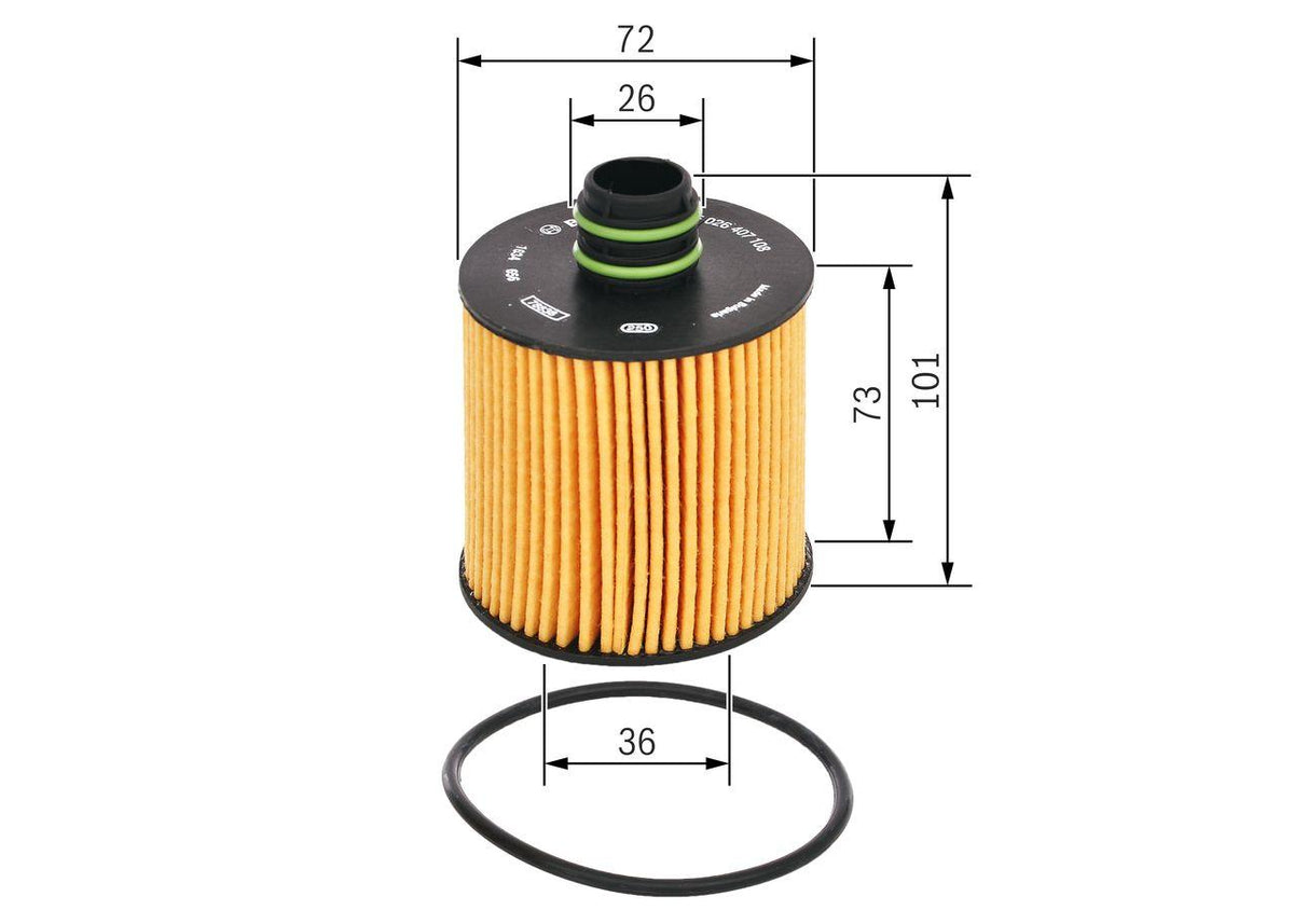 Bosch F026407108 Oil Filter Fiat Doblo/Bravo/Freemont/Evo/500X/Egea/Ducato 1.6-2.0 MJT, Opel Combo D