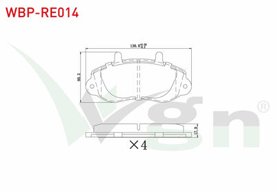 WGN WBP-RE014 Brake Pad Front Renault Master II (Fd) 2.5 D 1998-2010 / Master II 2.8 DTi 1998-2010 / Opel Movano — Brake Pads