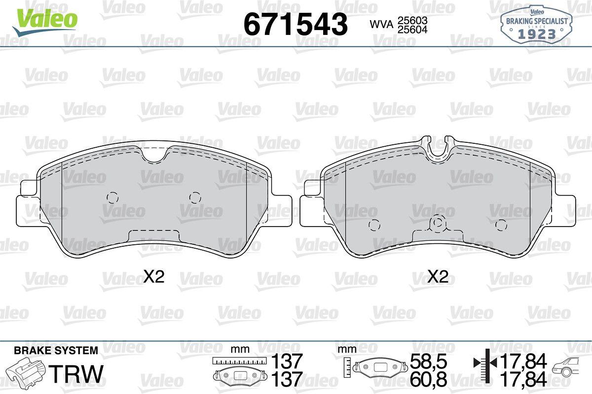 Valeo 671543 Rear Brake Pad Transit Custom V362 V363 12> — Brake Pads