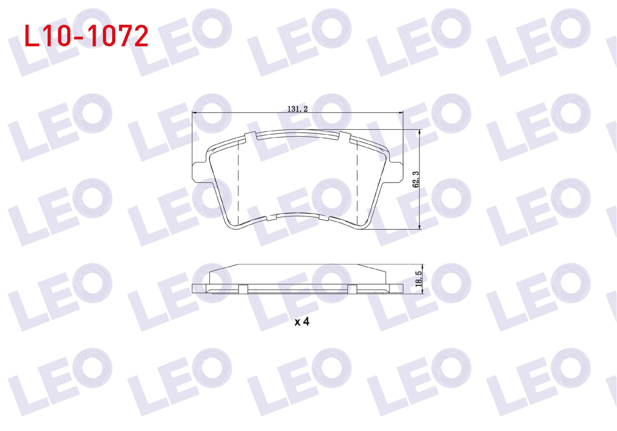 LEO L10-1072 Brake Pad Front Renault Kangoo (Kw0 / 1) 1.5 dCi 2008-/ Mercedes Citan (415) 109 CDI 2012-/ Citan ( — Brake Pads