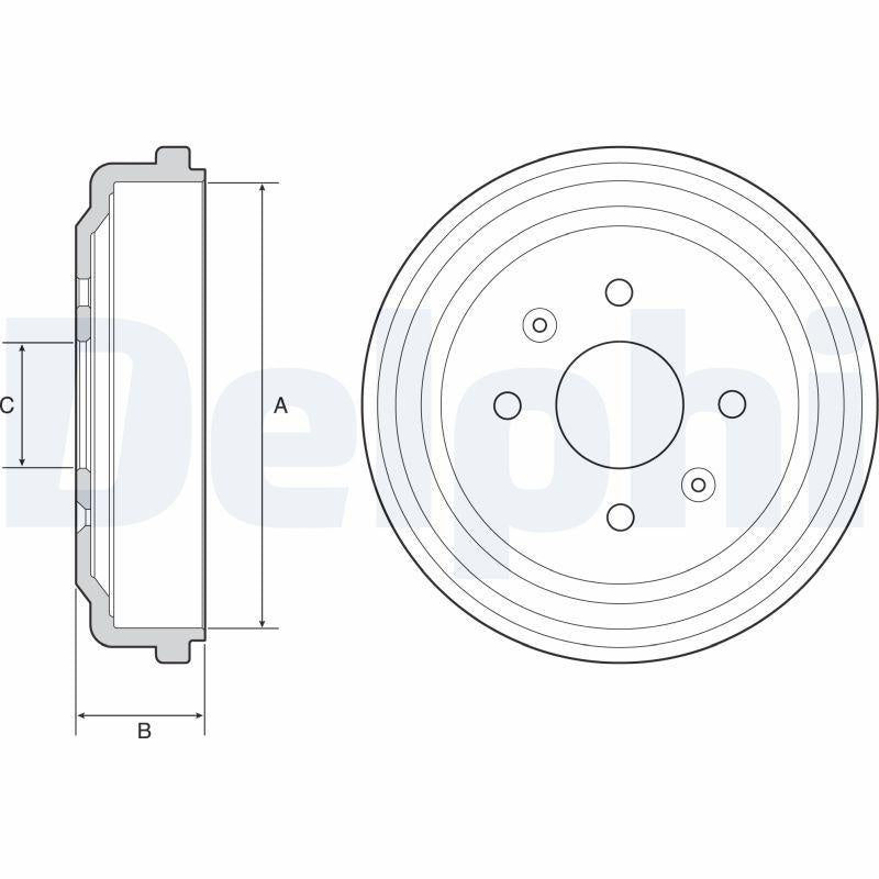 Delphi BF548 Brake Drum Chevrolet Aveo/Kalos/Spark/Daewoo Ka Spark M300 — Brake Rotors & Drums