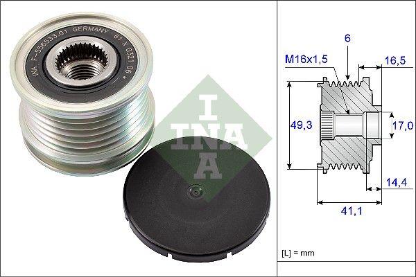 INA 535017810 Alternator Pulley 07-207-308-3008-5008-C3-C4-C5 1.4i-1.6i 16V (Valeo-120Ah) — Starting & Charging