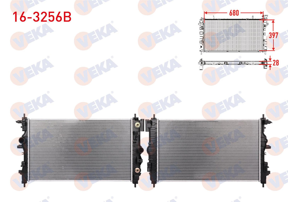 Veka 16-3256B Su Radiator Brazing Opel Astra J 1.4i A-T Ac + /-2009-2016 — Radiators & Fans