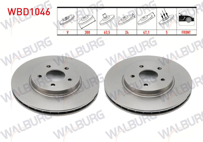 WALBURG WBD1046 Brake Disc Front Air 5 Bjn 300X24x63,5X47 — Brake Rotors & Drums