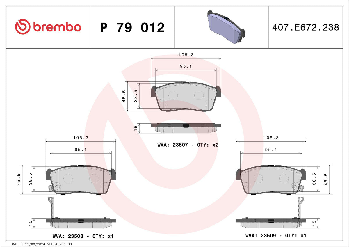 Brembo P79012 Brake Pad Front Low-Met Chevrolet