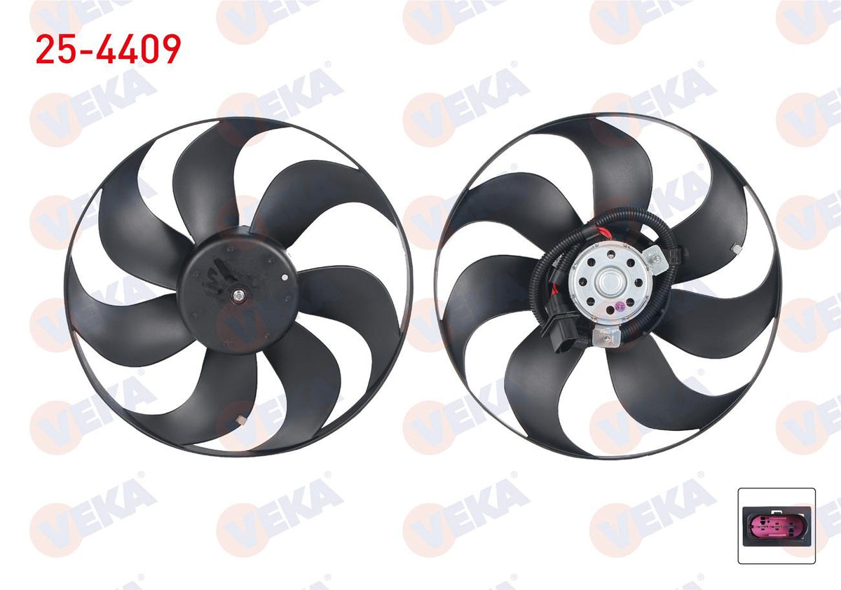 Veka 25-4409 Fan Motor (Motor + Pervane) Water Radiator Volkswagen Polo (6N1) 1.4 Diameter.345mm 1 — Motors, Pumps & Antennas