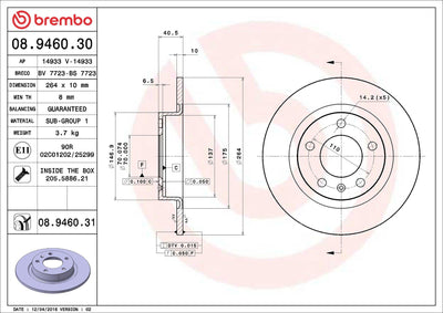 Brembo 08.9460.31 Brake Disc Rear UV Coated Opel — Brake Rotors & Drums