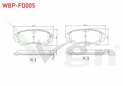 WGN WBP-FD005 Brake Pad Front with Wear Indicator Ford Ranger 2.5 TDCi 4X4 2002-2006 / Ranger 2.2 TDCi 2002-2006 — Brake Pads