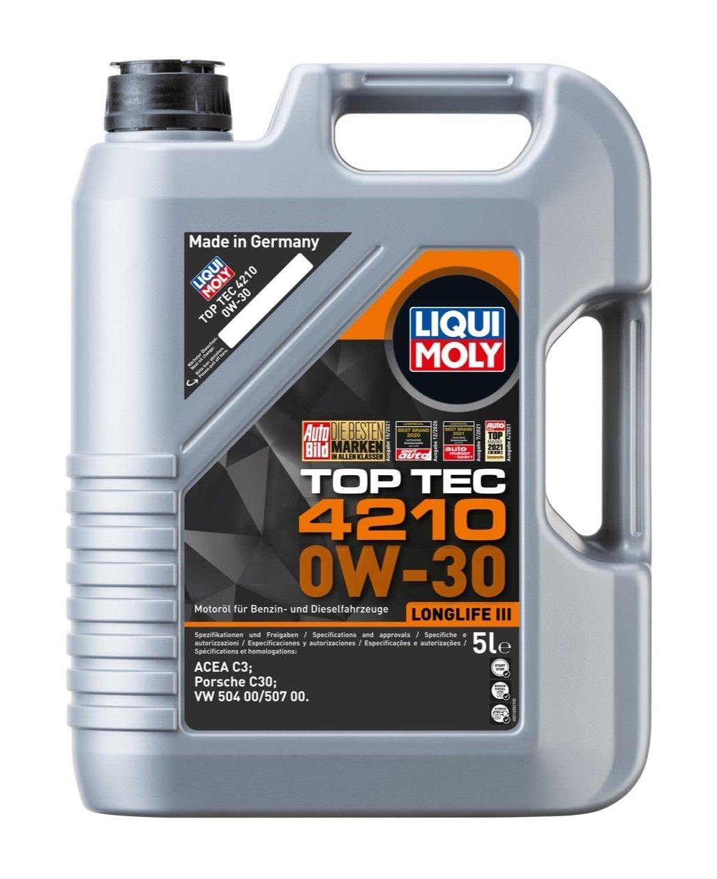 Liqui Moly 21605 0W-30 VW Motor Oil Tam Synthetic TOP TEC 4210 5 Litre (21605) — Fluids & Chemicals