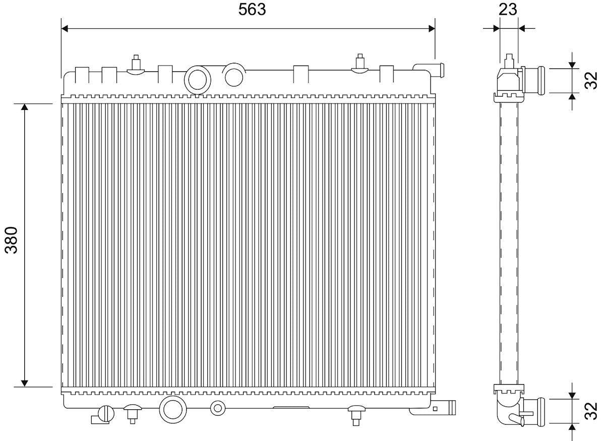 Valeo 701103 Motor Su Radiator P307 C4 Tu5jp4 (1.6 16V) Automatic C4 II Ds4 Xsara II Berlingo III Par — Radiators & Fans