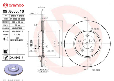 Brembo 09.8665.10 Brake Disc Front Standard Ford — Brake Rotors & Drums