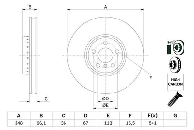 Bosch 0986479F59 Disc Front (Ad) 2 Set Brake Discs Compatible with BMW F30, BMW G20 and 2 more — Brake Rotors & Drums