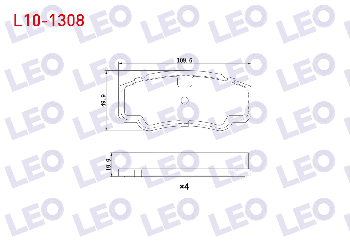LEO L10-1308 Brake Pad Rear Fiat Ducato (244) 2.8 TDI 2002-2006 / Ducato 2.3 JTD 2002-2006 / Ducato 2.8 D 2002-2 — Brake Pads