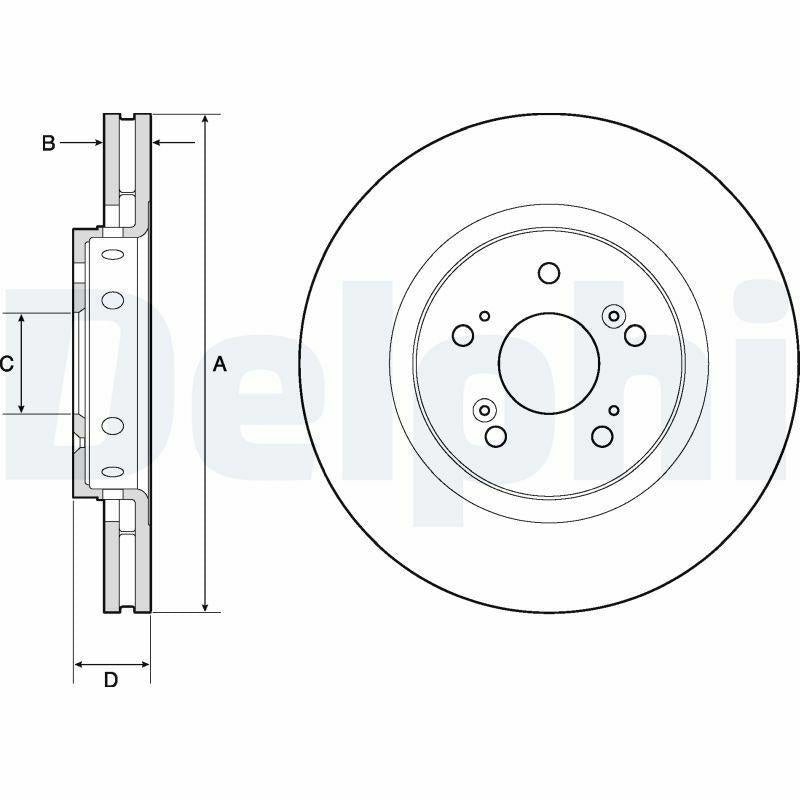 Delphi BG4808C Front Brake Disc - Premium Ventilated Design for Honda CRV 2012 — Brake Rotors & Drums