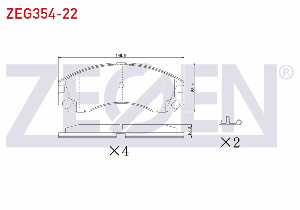 Zegen ZEG354-22 Brake Pad Front with Wear Indicator Mitsubishi Outlander I 2.0 2001-2006 / Outlander I 2.0 T 200 — Brake Pads