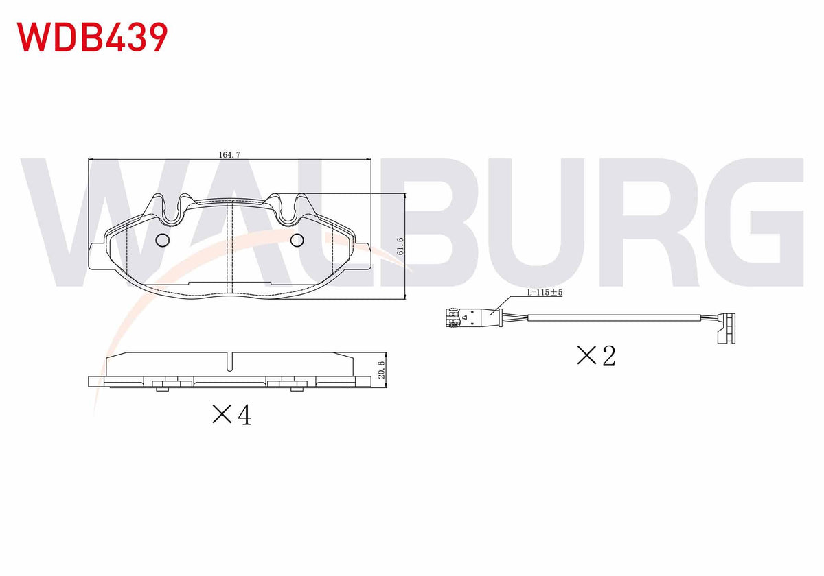 WALBURG WDB439 Brake Pad Front with Connector Mercedes Vito (W639) 115 CDI 2003-2014 / Vito (W639) 110 CDI 2003 — Brake Pads