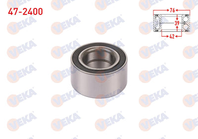 Veka 47-2400 Front & Rear Wheel Bearing Left-Right 42X76x39 Kia Sorento I 2.5 CRDi 2002-2009 / Carnival II 2 — Wheel Bearings