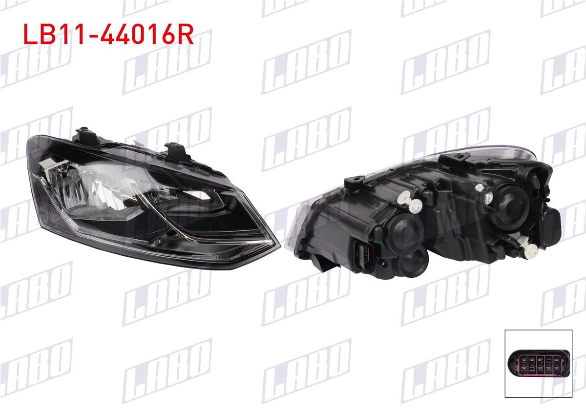LABO LB11-44016R Headlight Right with Motor Volkswagen Polo 2014 — Headlights