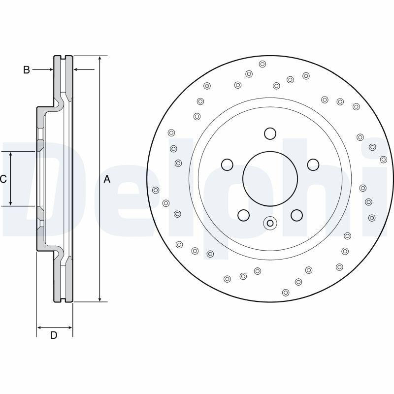 Delphi BG4923C Disc Rear Coated Drilled Astra J 12> | 1 Piece