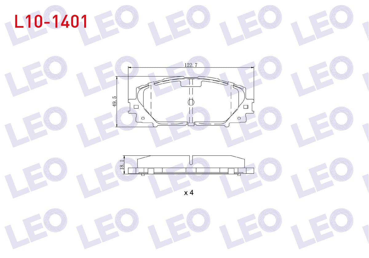 LEO L10-1401 Brake Pad Front Toyota Yaris (P9) 1.0 Vvt-I 2006-2010 / Yaris (P9) 1.33 Vvt-I 2006-2010 — Brake Pads