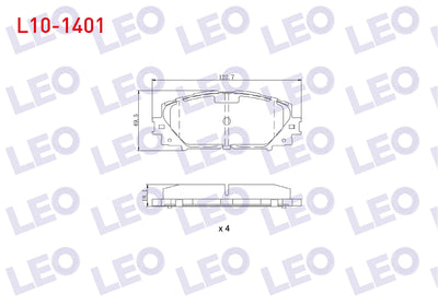 LEO L10-1401 Brake Pad Front Toyota Yaris (P9) 1.0 Vvt-I 2006-2010 / Yaris (P9) 1.33 Vvt-I 2006-2010 — Brake Pads