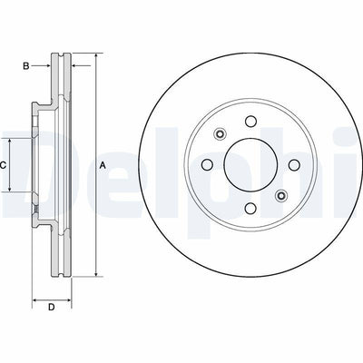 Delphi BG4744C Front Brake Disc Air Hyundai Accent Blue 1.4/1.6 CRDi 2011-, Kia Rio/i20 2011- — Brake Rotors & Drums