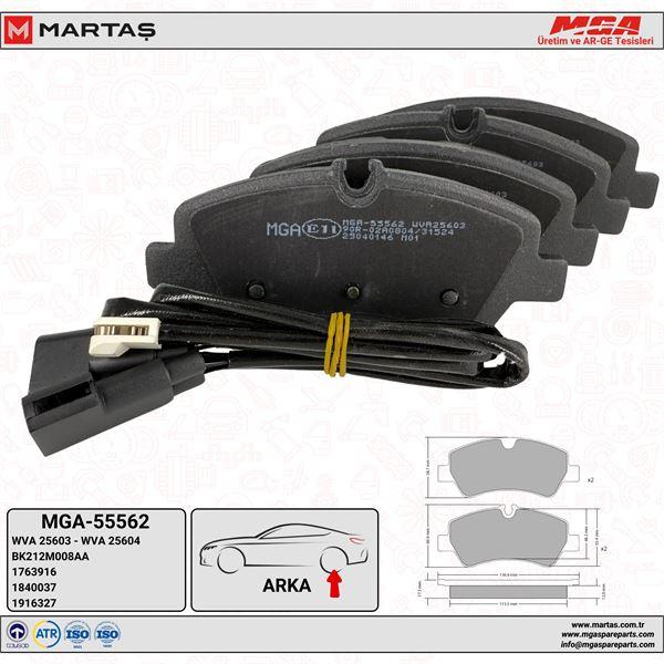 MGA 55562 Rear Brake Pad Set with Connector Ford Transit Custom V362 12- / V363 14-