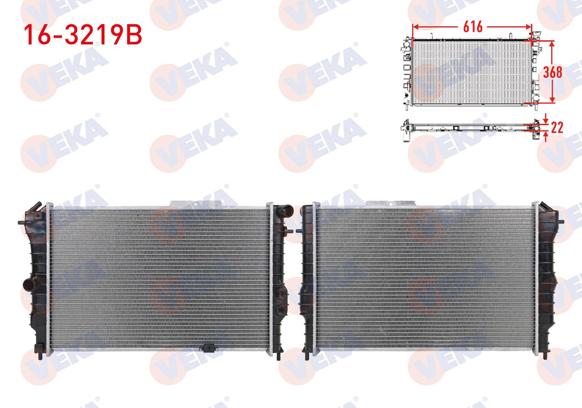 Veka 16-3219B Su Radiator Brazing Opel Vectra A 1.6 M-T 1989-1995 — Radiators & Fans