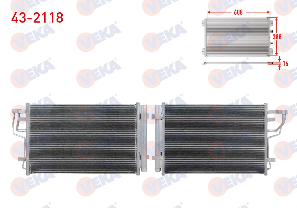 Veka 43-2118 A/C Condenser Hyundai i30 (Fd) 1.4i A-T / M-T 2007-2011 — Condensers & Evaporators