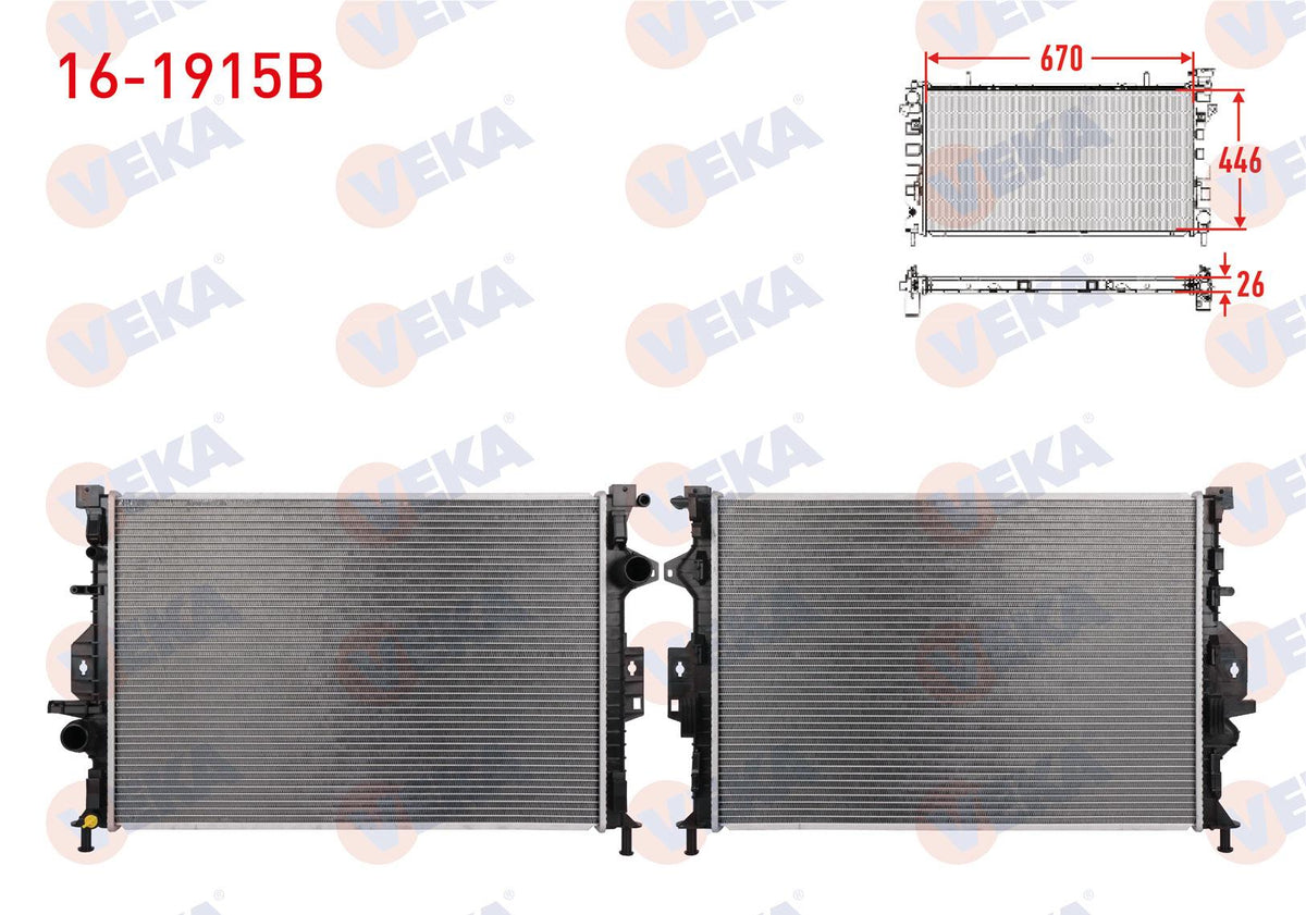 Veka 16-1915B Water Radiator Brazing Ford Mondeo IV 2.0 TDCi M-T 2007 — Radiators & Fans