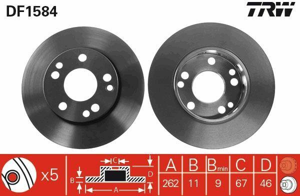 TRW DF1584 Brake Disc Front Straight W201 190 85-93 — Brake Rotors & Drums