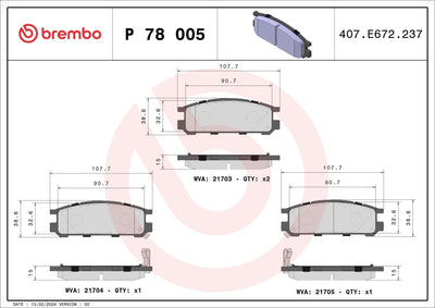 Brembo P78005 Brake Pad Rear Low-Met Subaru — Brake Pads