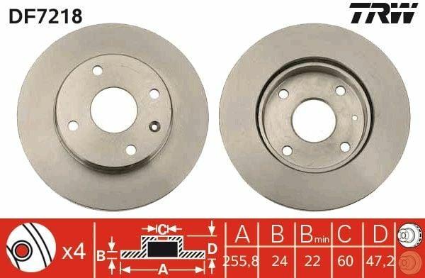 TRW DF7218 Disc Brake - Ventilated Type for Chevrolet Lacetti, Rezzo, Evanda — Brake Rotors & Drums