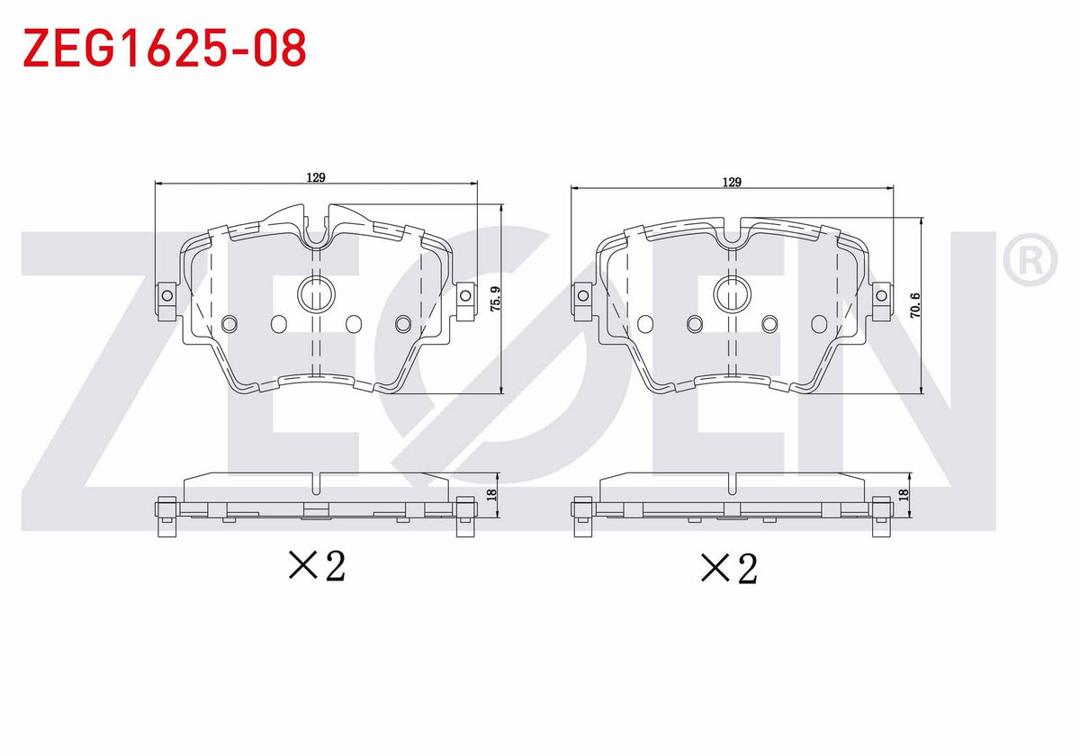 Zegen ZEG1625-08 Brake Pad Front BMW 2 (F45) 218 i-220 D 2014-/ 3 (G20) 320i-320D 2018-/ 5 (G30 — Brake Pads