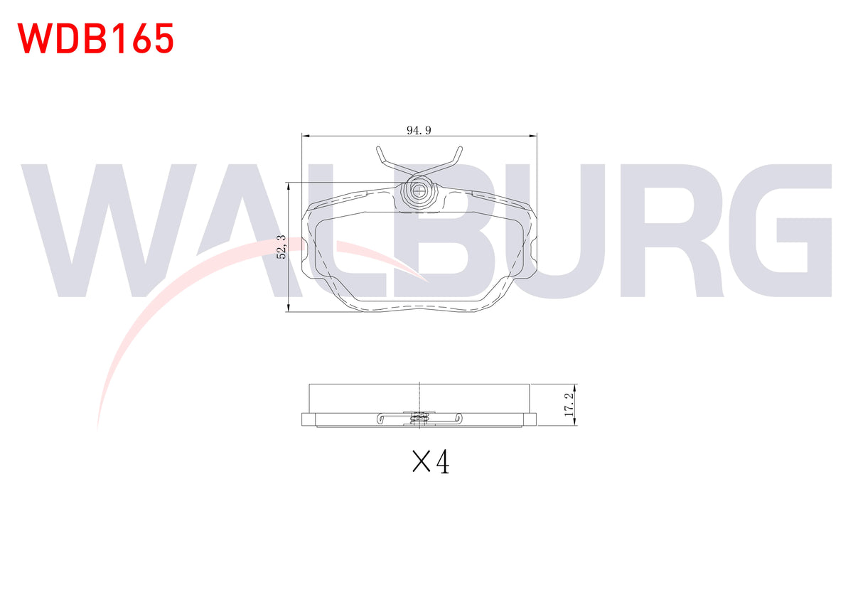 WALBURG WDB165 Brake Pad Front Mercedes 190 (W201) 2.0 1982-1993 / (W201) E 2.5 1982-1993 / (W201) 2.3 1982-1993 — Brake Pads