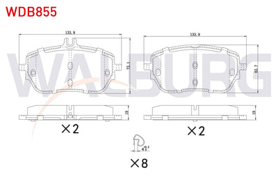 WALBURG WDB855 Brake Pad Front Mercedes A 180 D-200 (W177) 2018-/ CLA 18 D-200 (C118) 2019 — Brake Pads