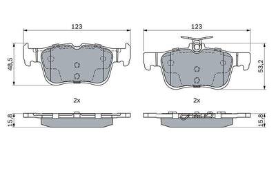 Bosch 0986494888 Brake Pad Rear Ford Focus/Kuga/S-Max/Galaxy/Mondeo 14> — Brake Pads