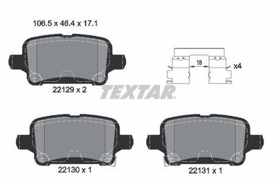 Textar 2212901 Brake Pad Opel Astra K Rear — Brake Pads