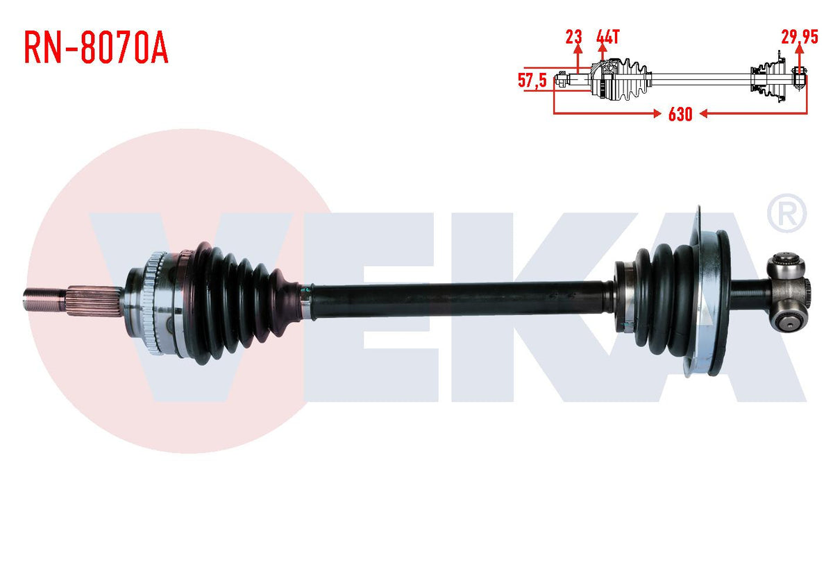 Veka RN-8070A Complete Axle Left Front Renault Kangoo (Kc0 / 1) 1.5 dCi Thick Freze ABS li 44 Oute — Axles, CV Joints & Boots