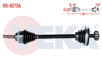 Veka RN-8070A Complete Axle Left Front Renault Kangoo (Kc0 / 1) 1.5 dCi Thick Freze ABS li 44 Oute — Axles, CV Joints & Boots